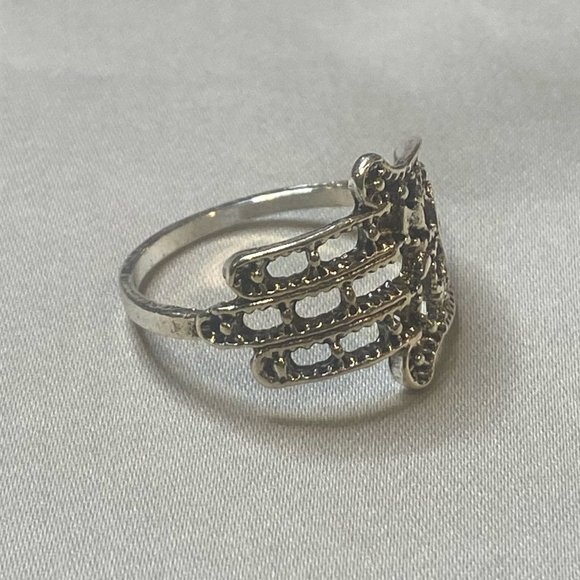 Spiritual Silver Boho Hand Ring Stackable Alternative Ring Goth Grunge Punk - Picture 3 of 9